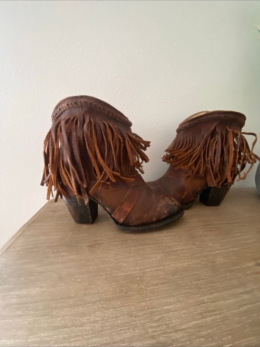 freebird Brown Fringe Leather Ankle Boots